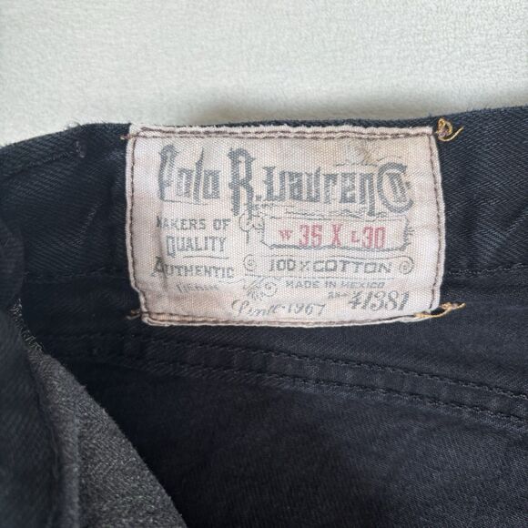 Polo Ralph Lauren Mens Dark Black Hampton Straight Leg Denim Jeans 35x30 - Picture 3 of 10